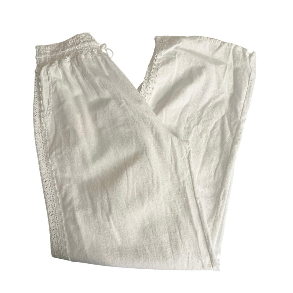 NWT seaspice resort wear white cotton pant size large Made in Peru